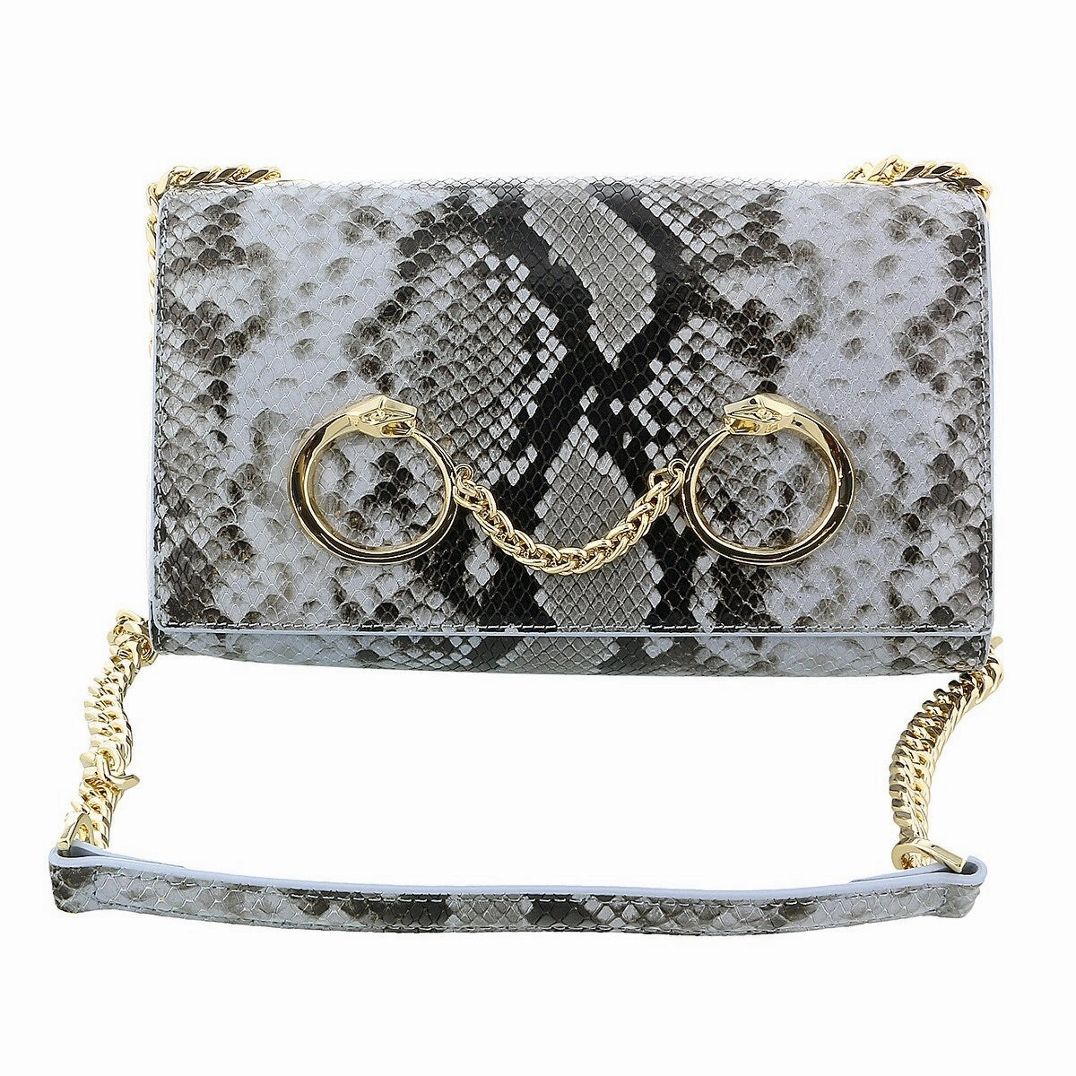 Roberto Cavalli Class Light Blue Snakeskin Millie Deluxe Clutch/Shoulder Bag for womens