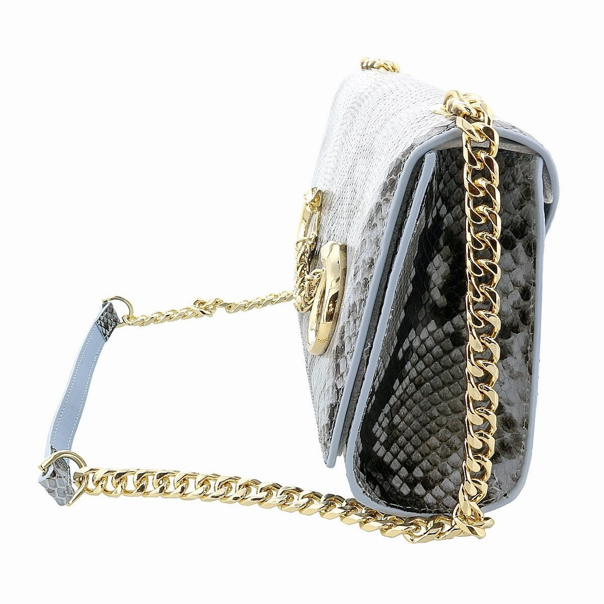 Roberto Cavalli Class Light Blue Snakeskin Millie Deluxe Clutch/Shoulder Bag for womens