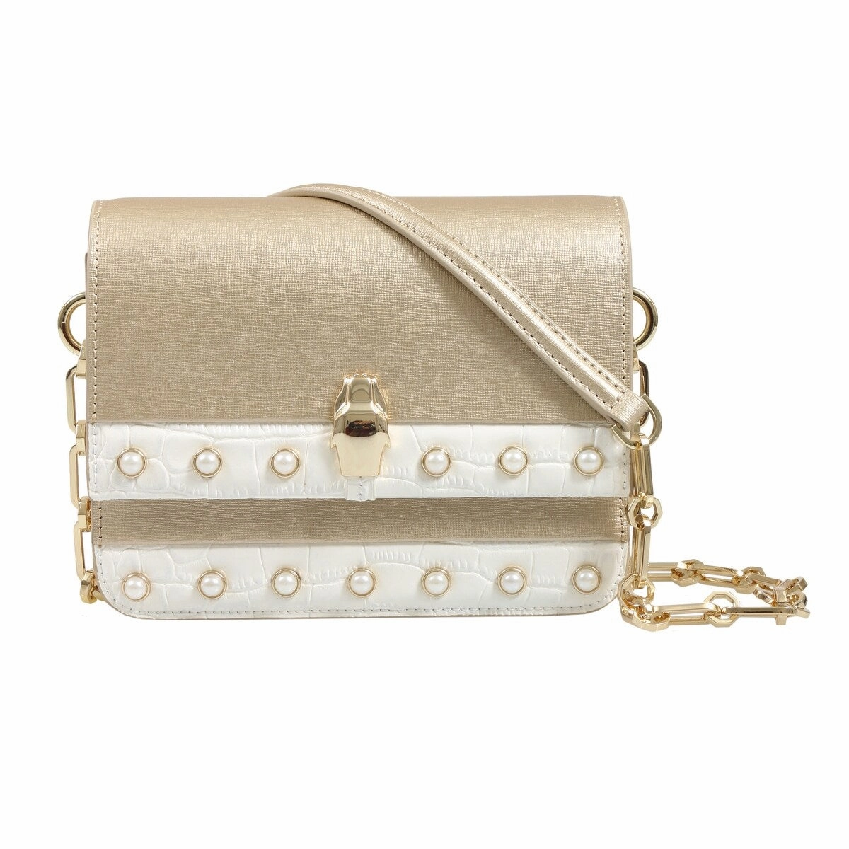 Roberto Cavalli HXLPAY F92 Gold/White Shoulder Bag for womens