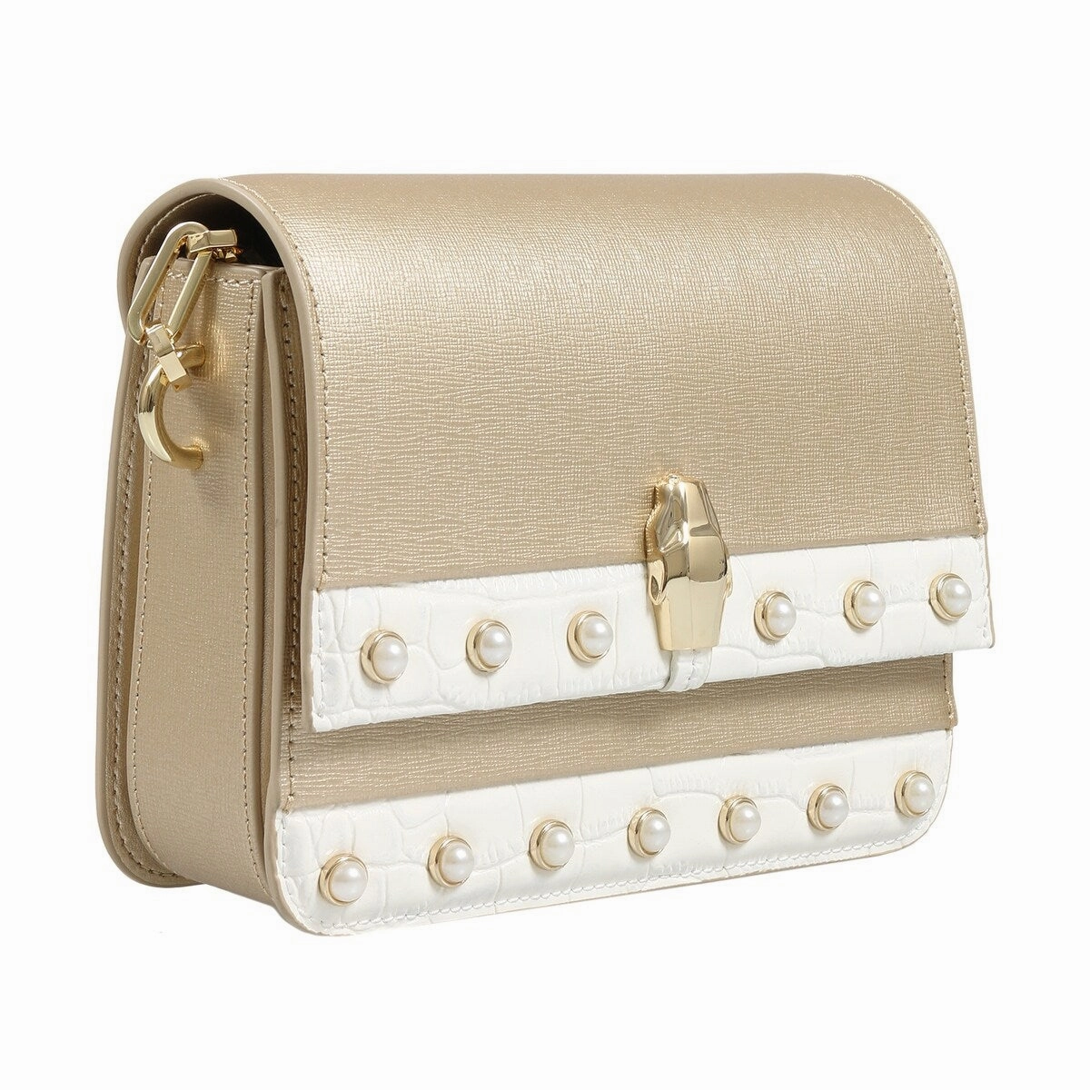 Roberto Cavalli HXLPAY F92 Gold/White Shoulder Bag for womens