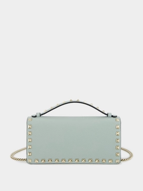Rockstud Leather Wallet on Chain