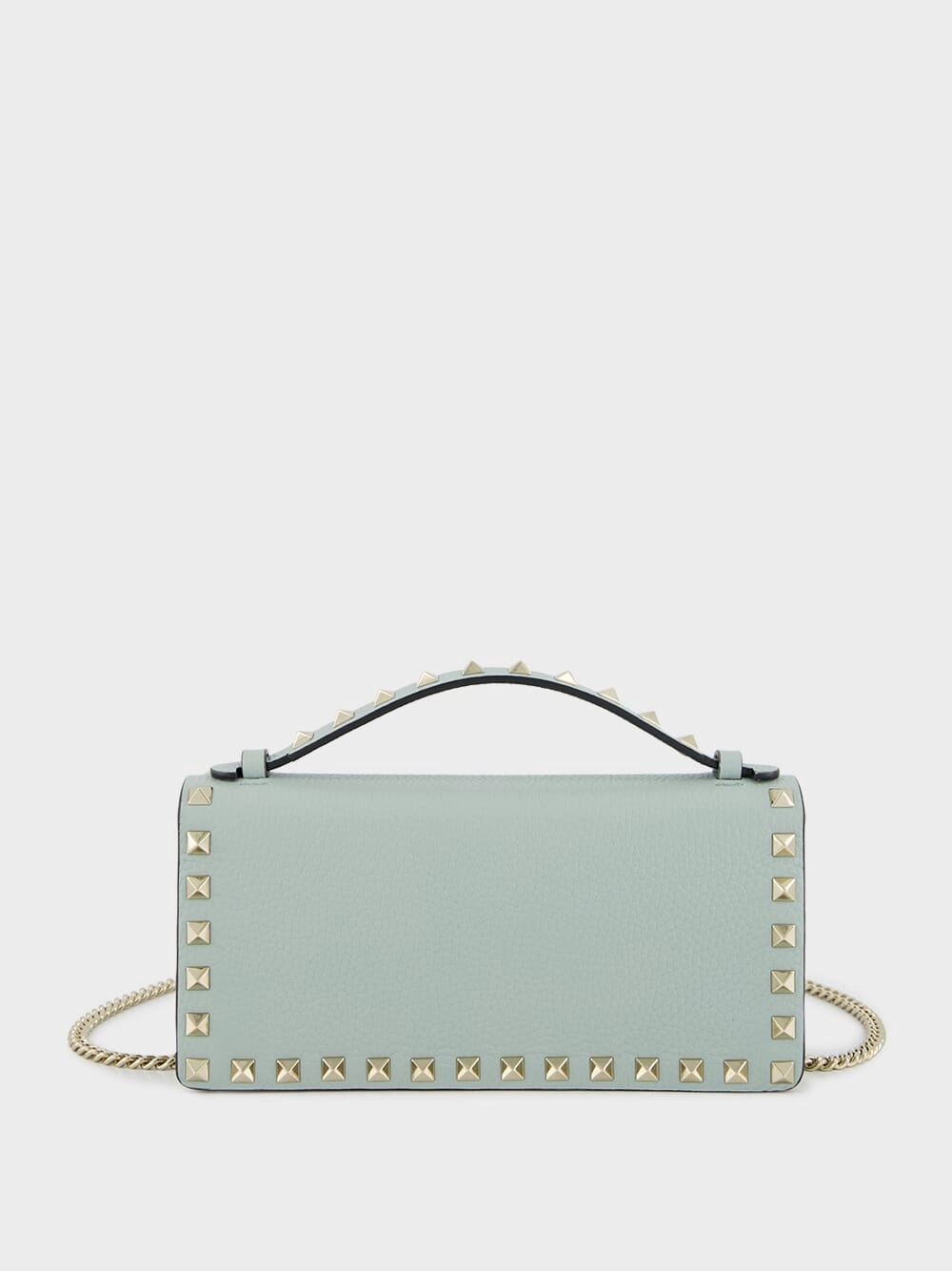 Rockstud Leather Wallet on Chain