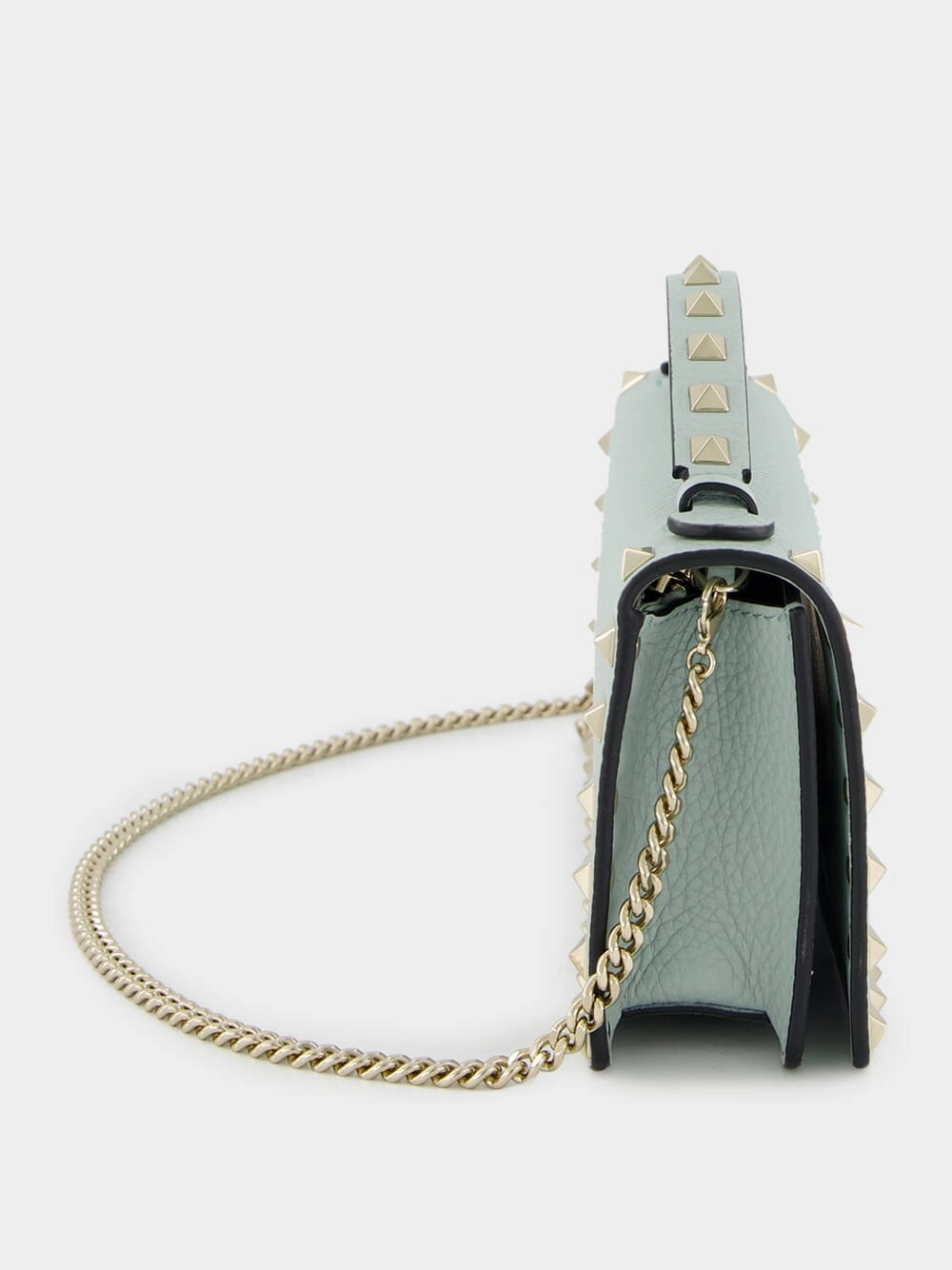 Rockstud Leather Wallet on Chain