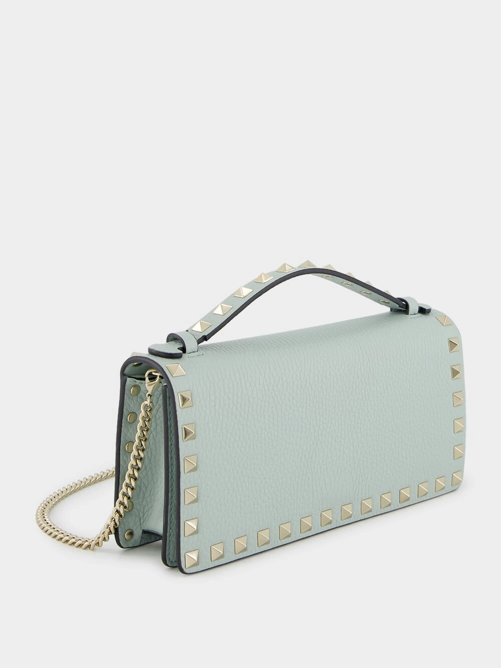 Rockstud Leather Wallet on Chain