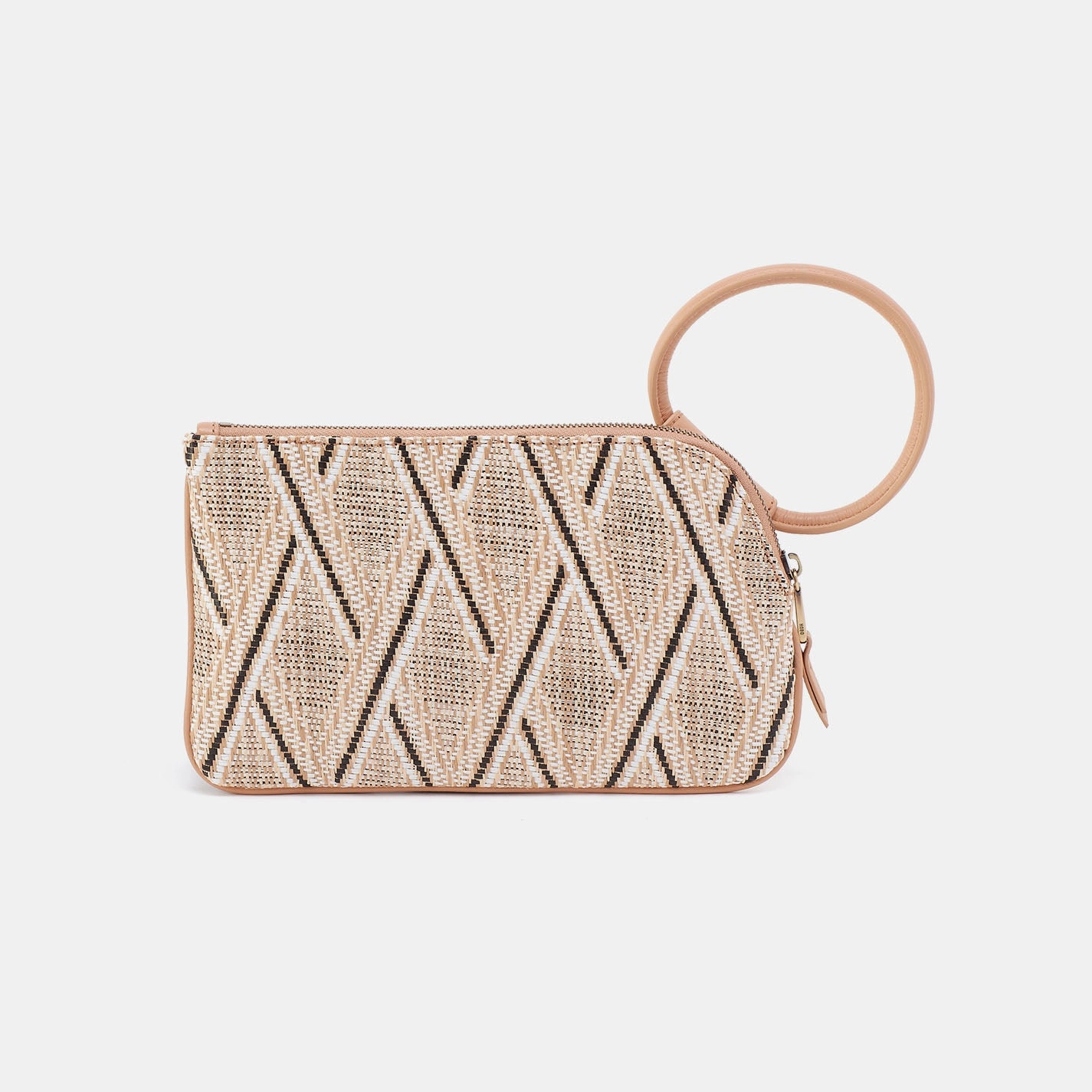 Sable Wristlet In Multi Weave With Leather Trim - Cream Raffia