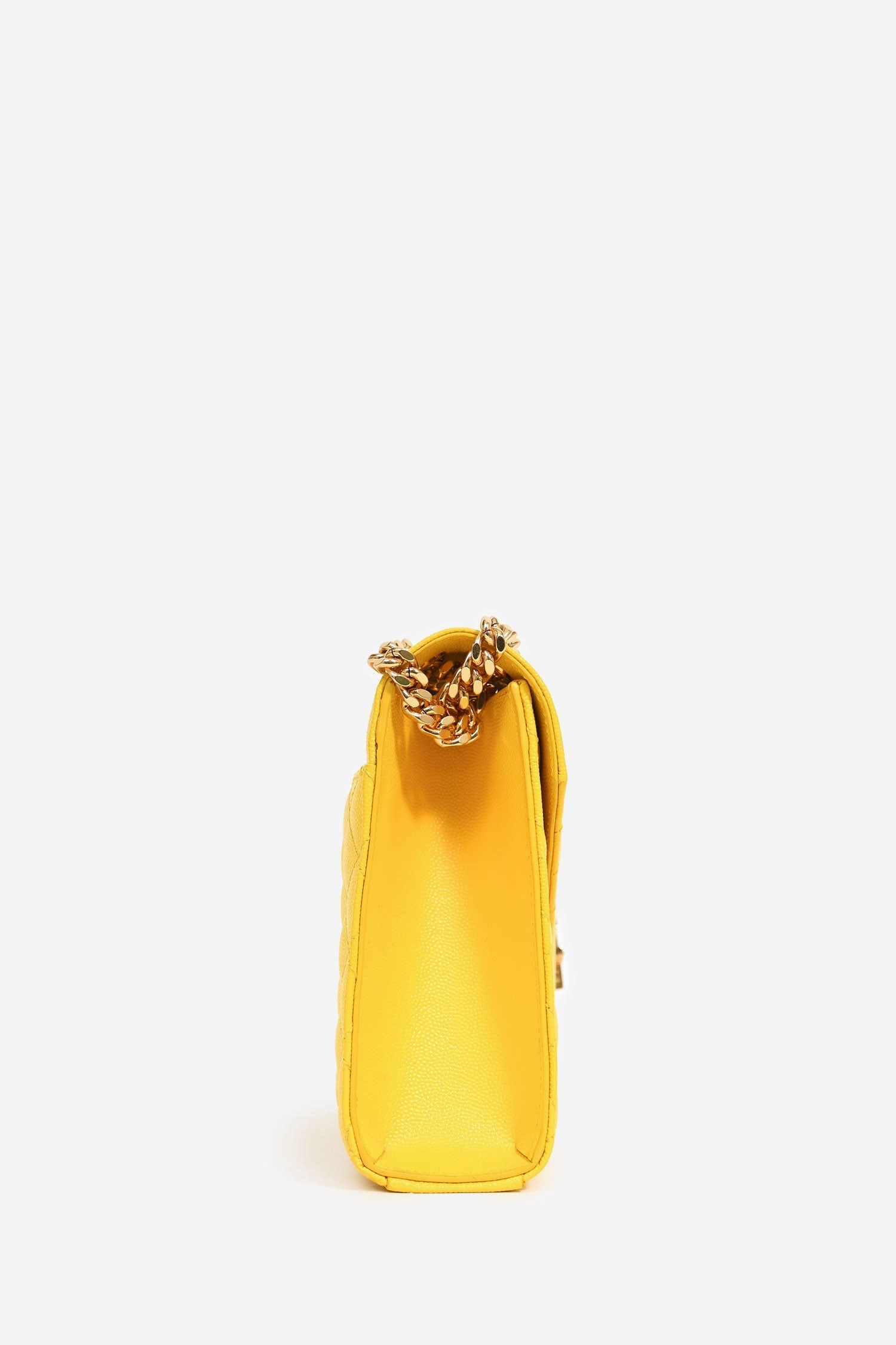 Saint Laurent 2016 Yellow Leather Tri-Quilted Envelope Chain Medium Shoulder Bag