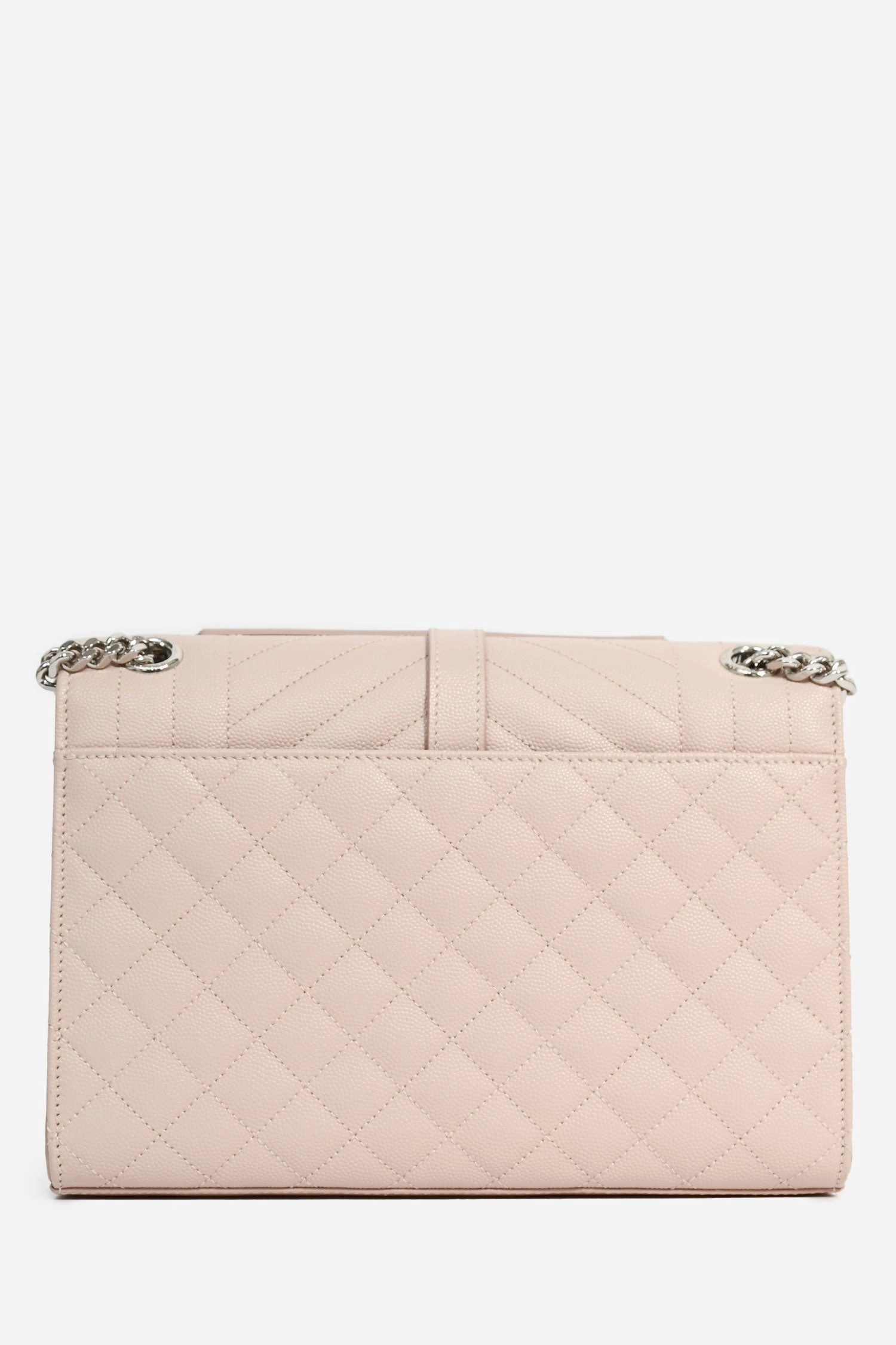 Saint Laurent 2018 Light Beige Leather Tri-Quilted Envelope Chain Medium Shoulder Bag