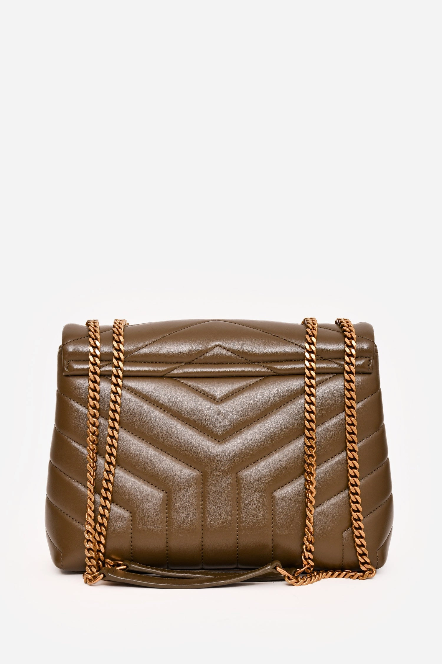 Saint Laurent 2020 Green Leather Chevron Quilted Small Lou Lou Crossbody