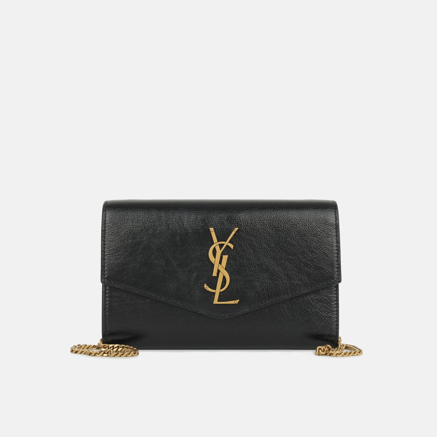 Saint Laurent - Uptown Chain Wallet - Black Calfskin GHW - Pre-Loved