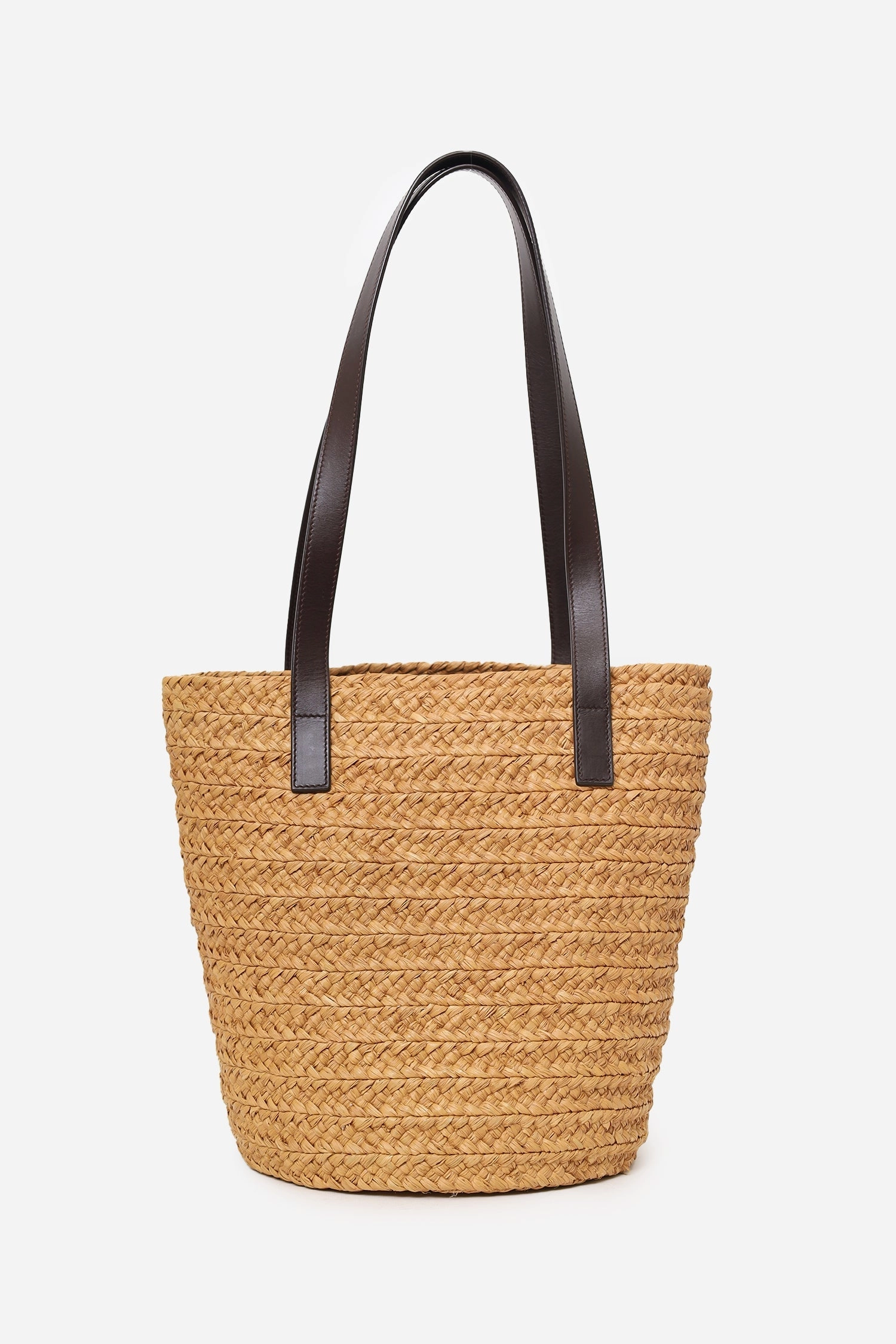 Saint Laurent Brown Panier Raffia Small Bucket Bag