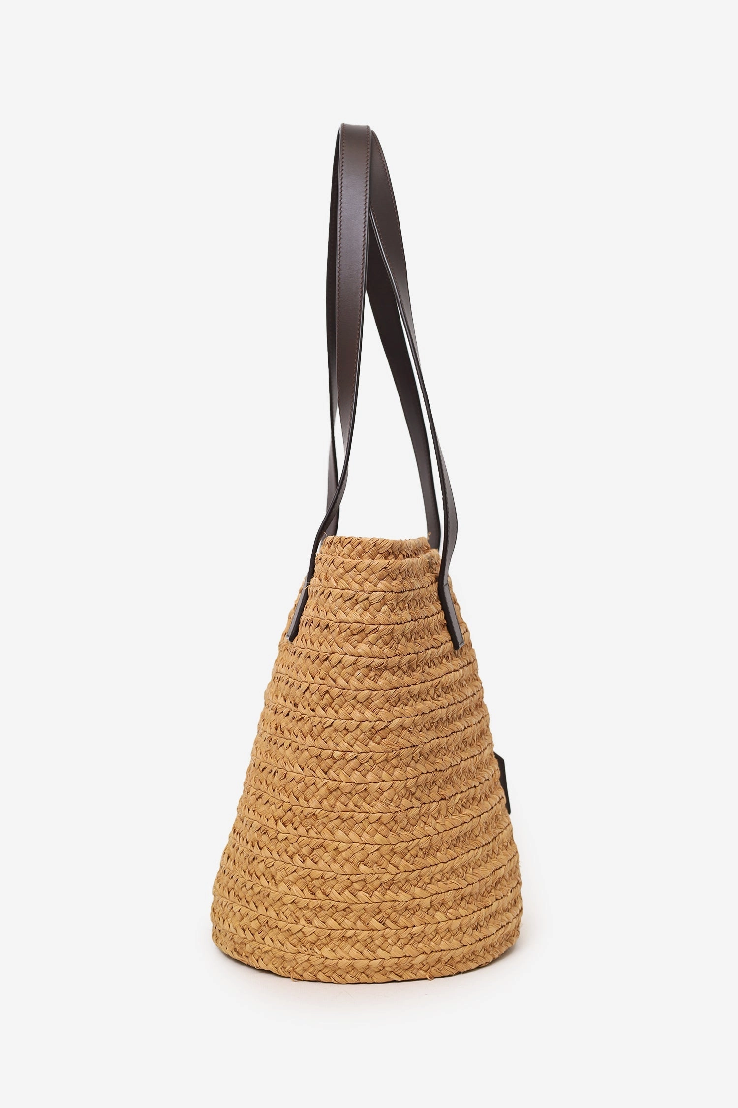 Saint Laurent Brown Panier Raffia Small Bucket Bag
