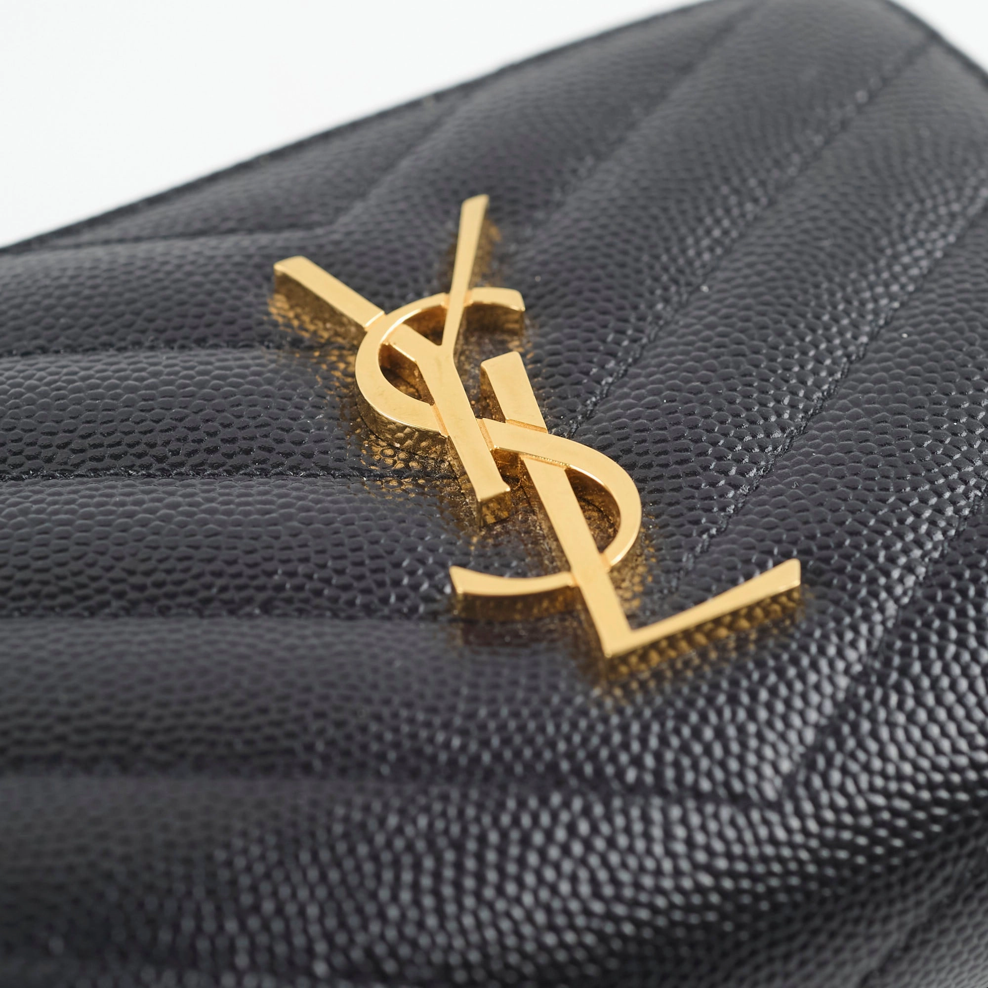 Saint Laurent Cassandre Matelass Compact Zip Wallet Black