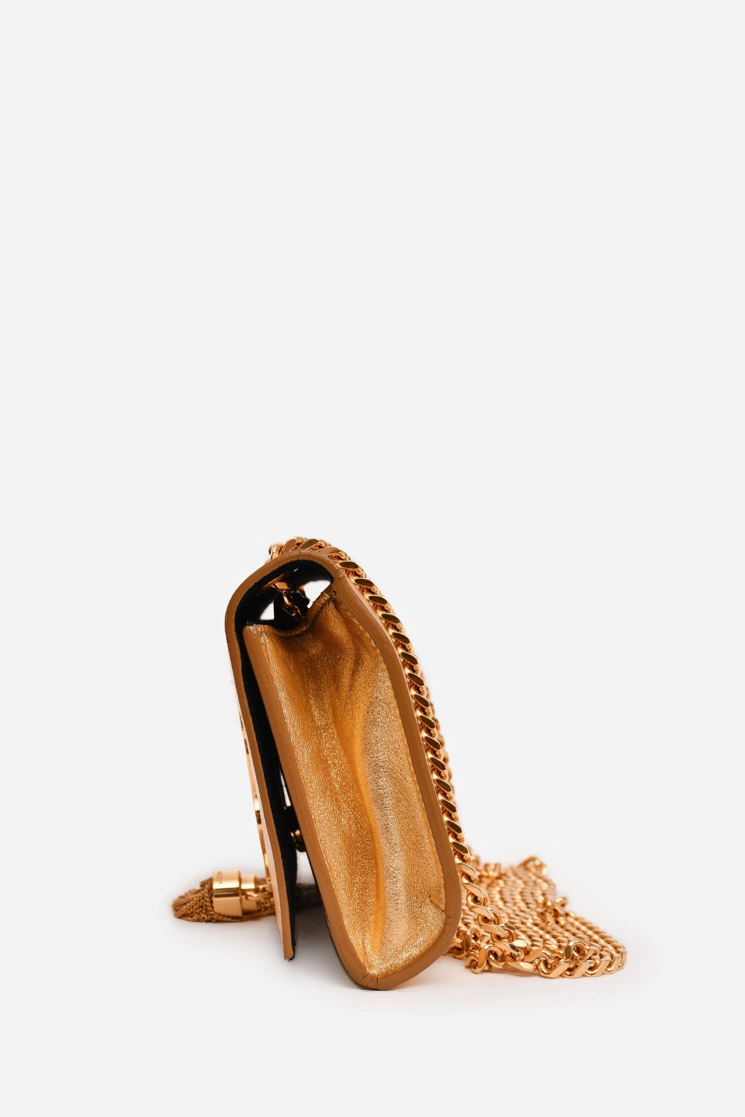 Saint Laurent Gold Metallic Leather Kate Tassle Chain Small Crossbody