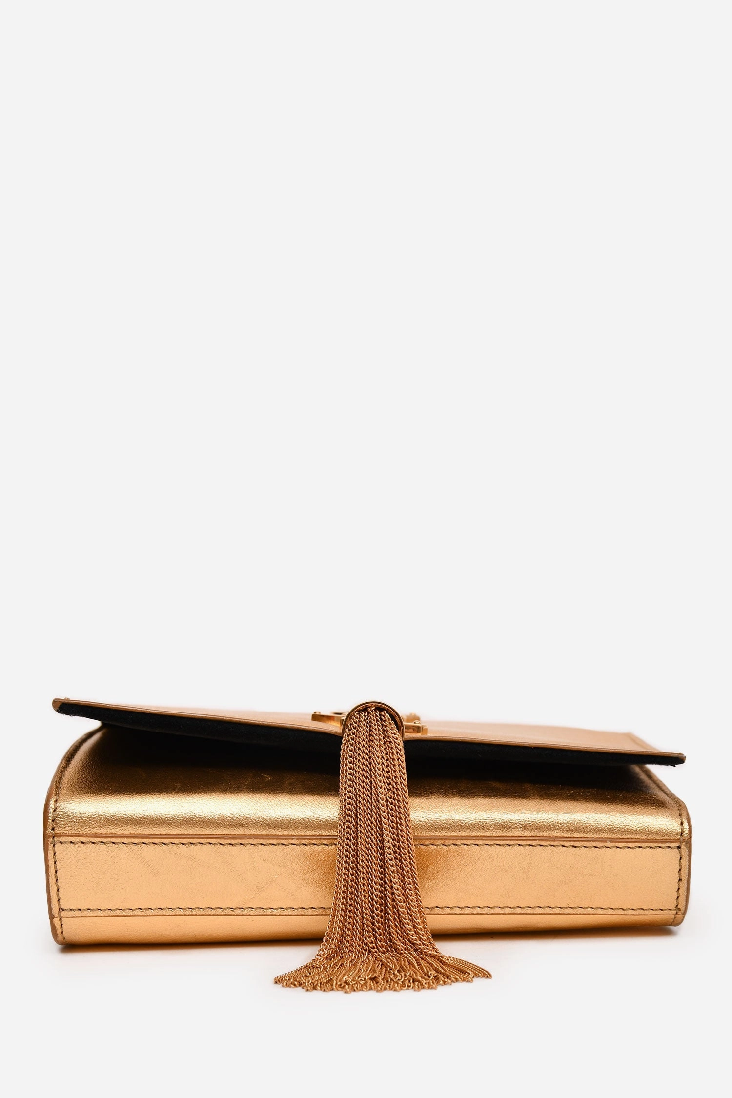 Saint Laurent Gold Metallic Leather Kate Tassle Chain Small Crossbody