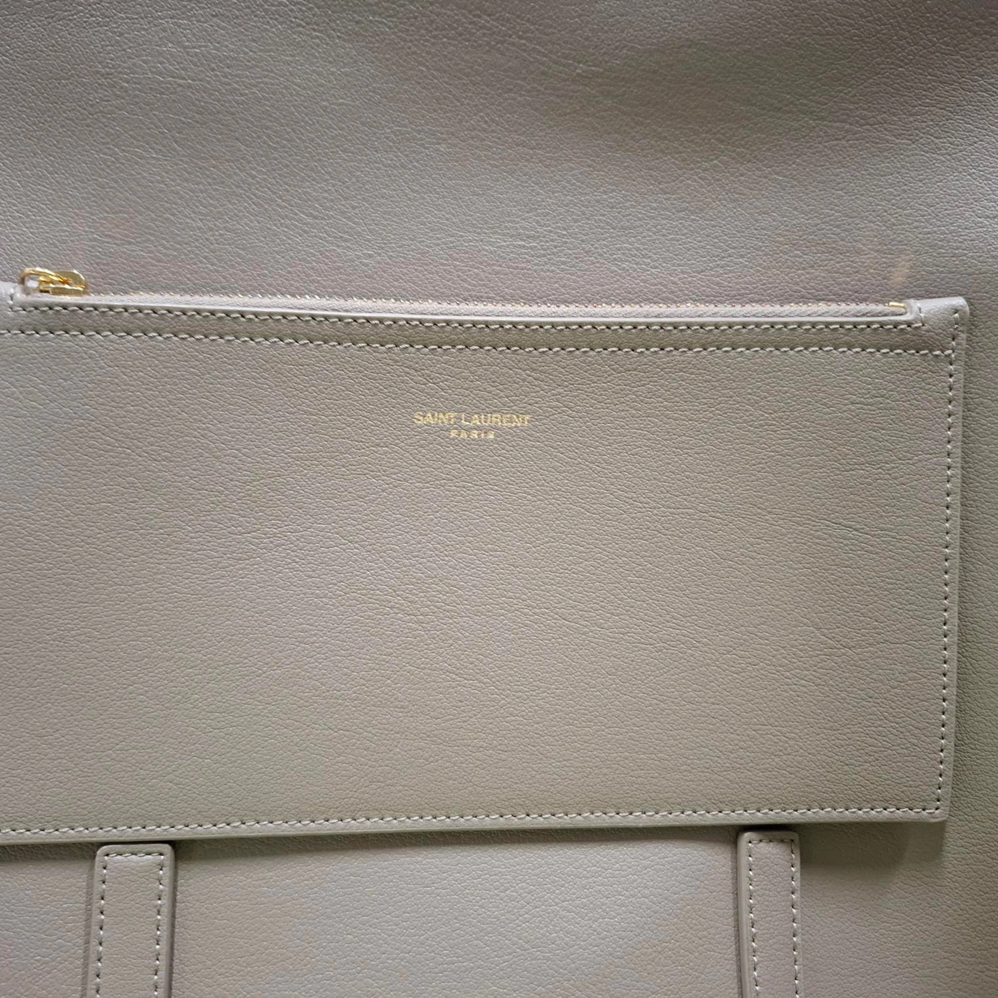 Saint Laurent Large Shopping Tote Bag in Beige Leather