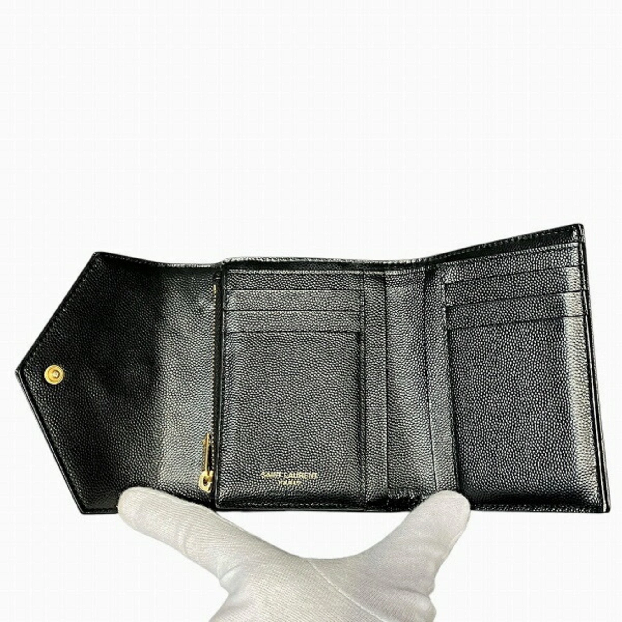 Saint Laurent Leather Wallet (Tri-Fold) (Pre-Owned)