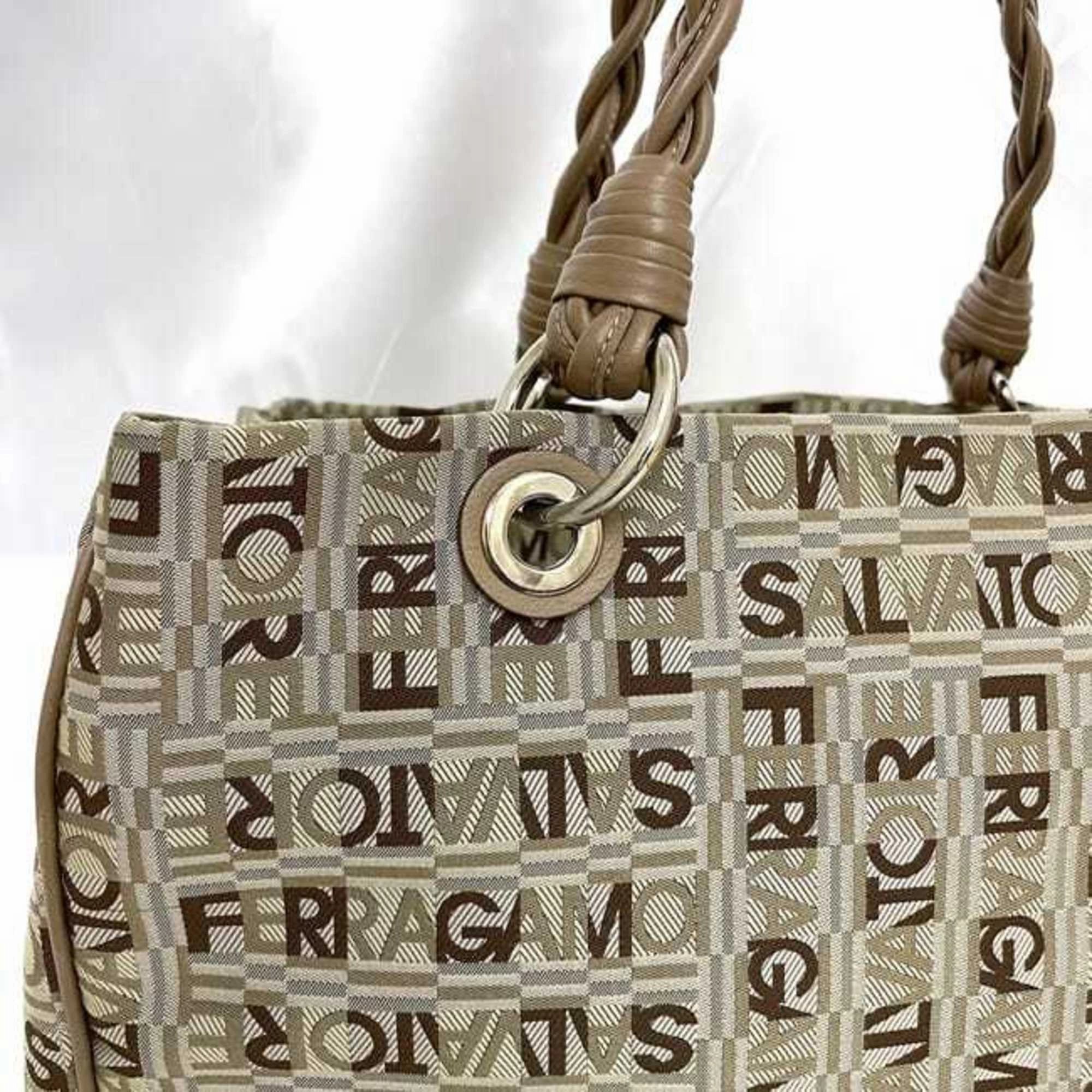 Salvatore Ferragamo Canvas Leather Tote Bag (Pre-Owned)