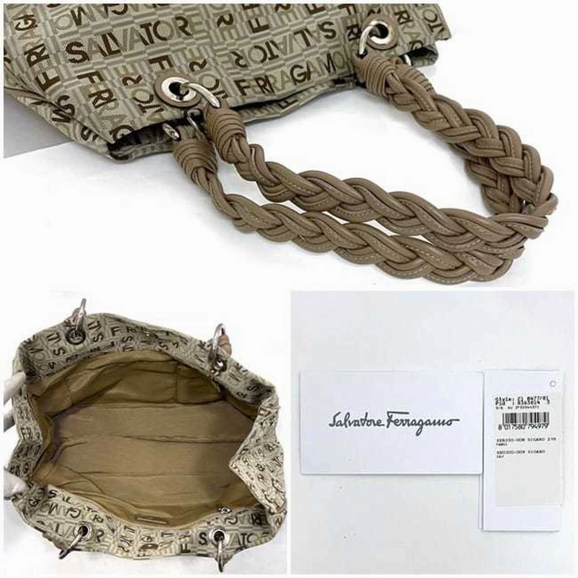Salvatore Ferragamo Canvas Leather Tote Bag (Pre-Owned)