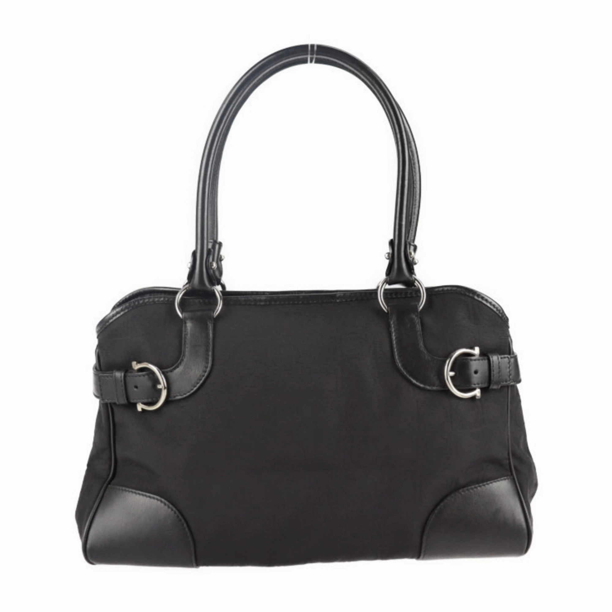Salvatore Ferragamo Gancini  Canvas Handbag Shopping Bag Shoulder Bag Tote Bag (Pre-Owned)
