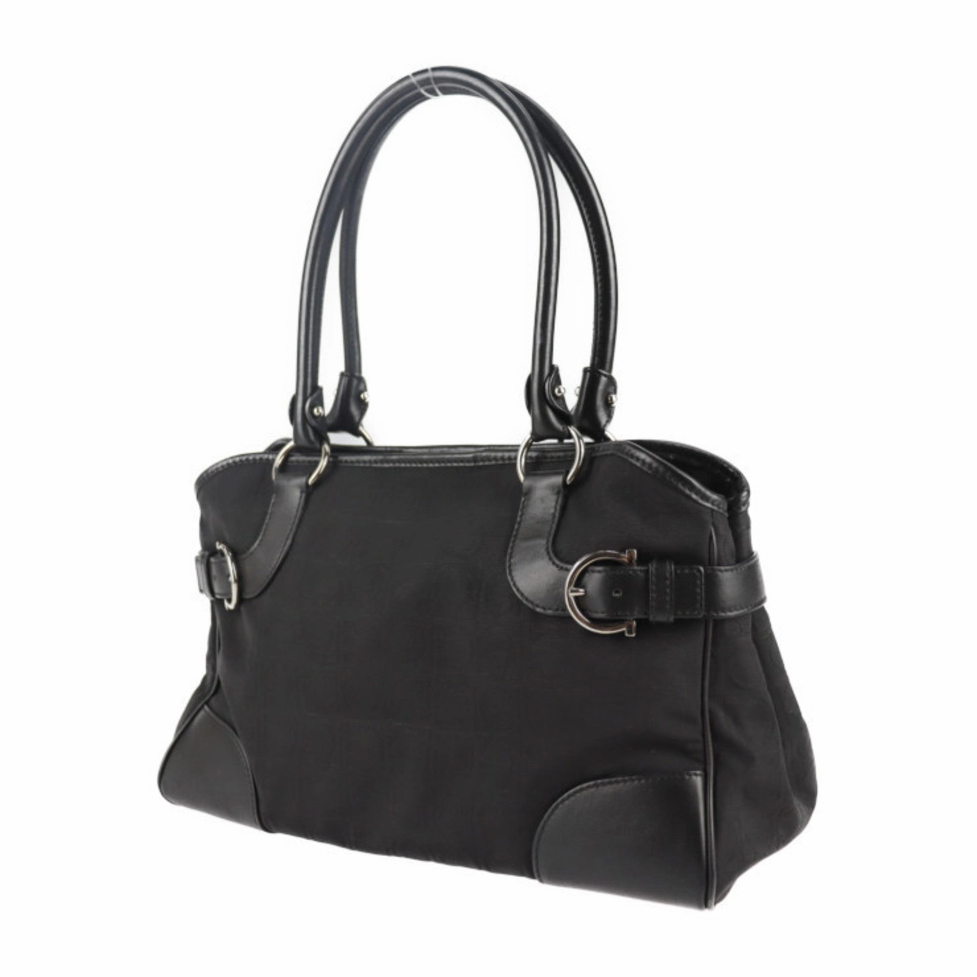 Salvatore Ferragamo Gancini  Canvas Handbag Shopping Bag Shoulder Bag Tote Bag (Pre-Owned)