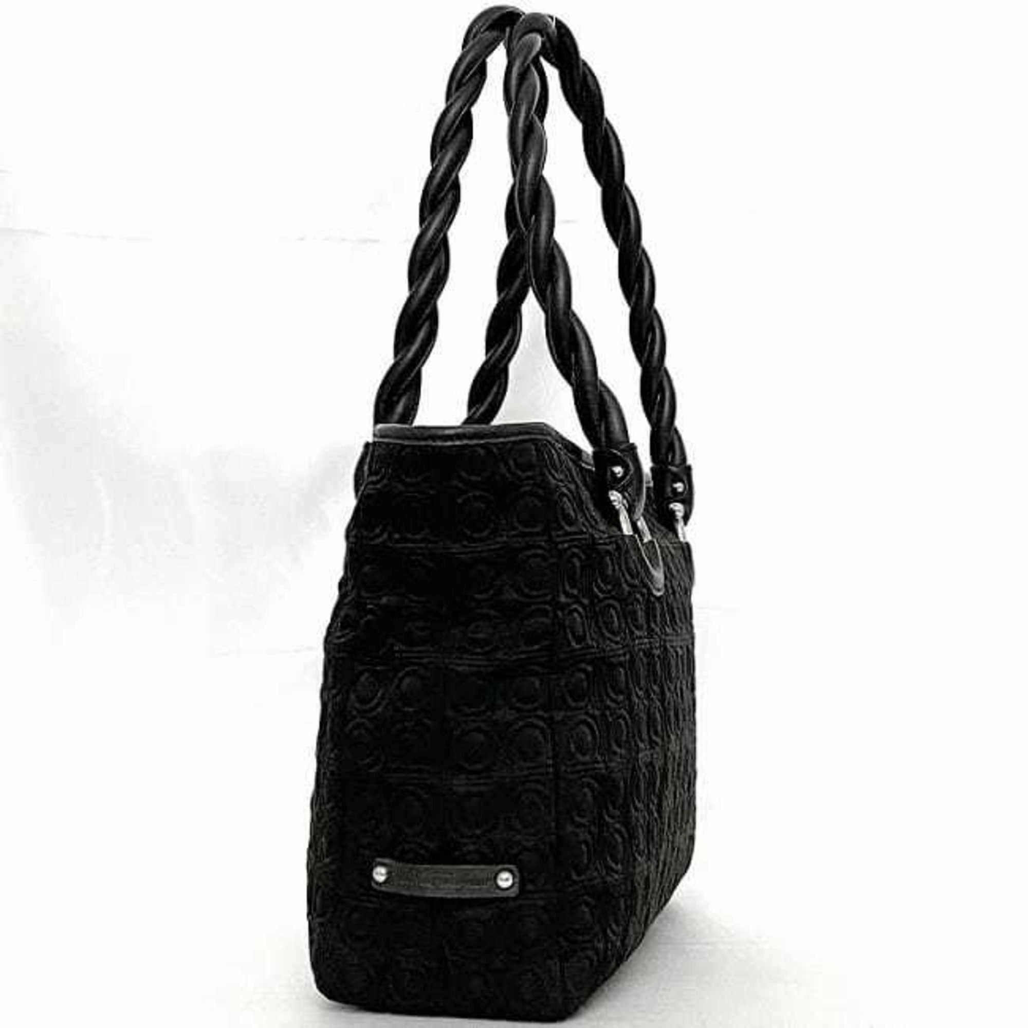 Salvatore Ferragamo Gancini Canvas Leather Tote Bag (Pre-Owned)