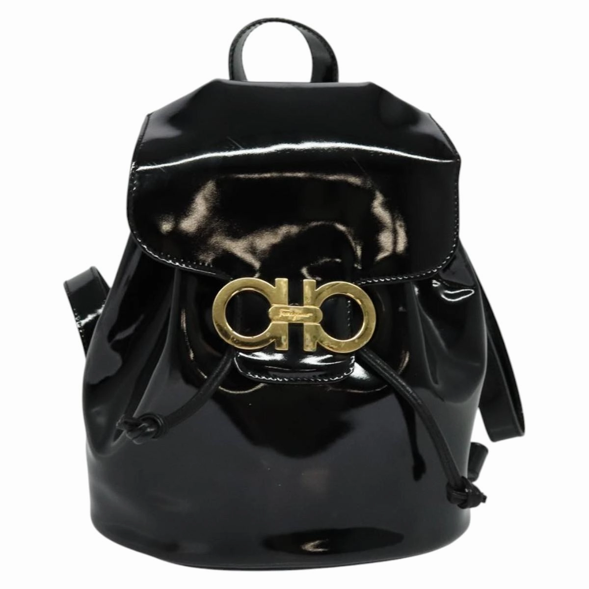 Salvatore Ferragamo Gancini Patent Leather Backpack Bag (Pre-Owned)