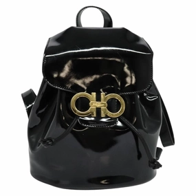 Salvatore Ferragamo Gancini Patent Leather Backpack Bag (Pre-Owned)