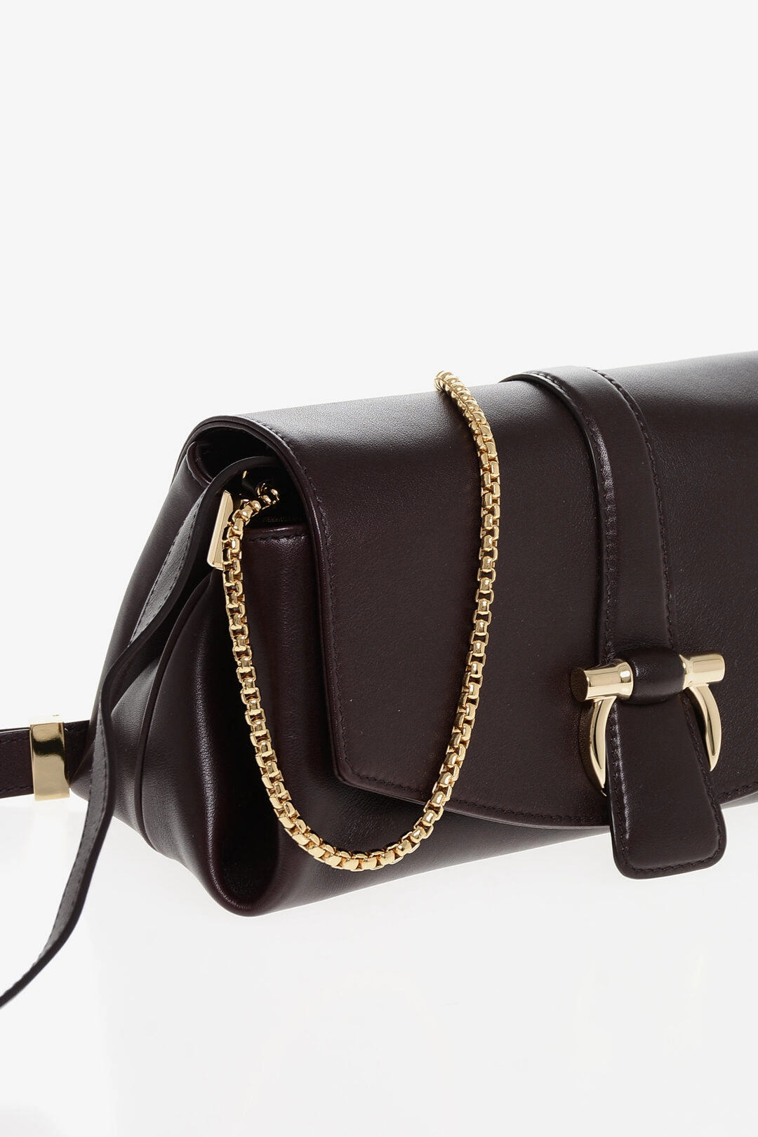 Salvatore Ferragamo Leather Crossbody Bag With Iconic Buckle Anche Clip Closure