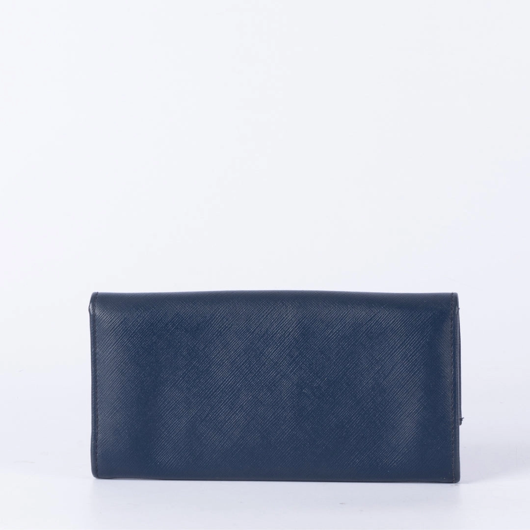 Salvatore Ferragamo Oxford Blue Leather Gancini Continental Wallet