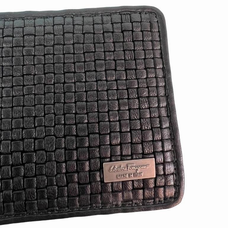 Salvatore Ferragamo Woven Leather Bi-Fold Wallet