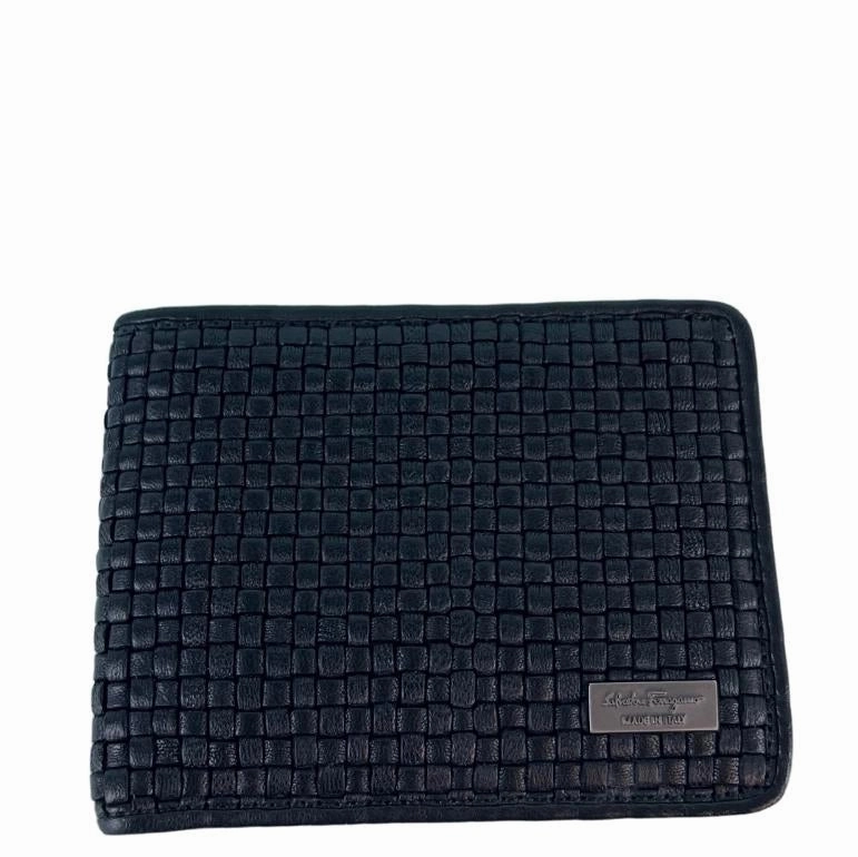 Salvatore Ferragamo Woven Leather Bi-Fold Wallet