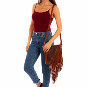 Scully Western Handbag Womens Crossbody Leather Fringe Brown F0_B213 - 10 x 9 x 3