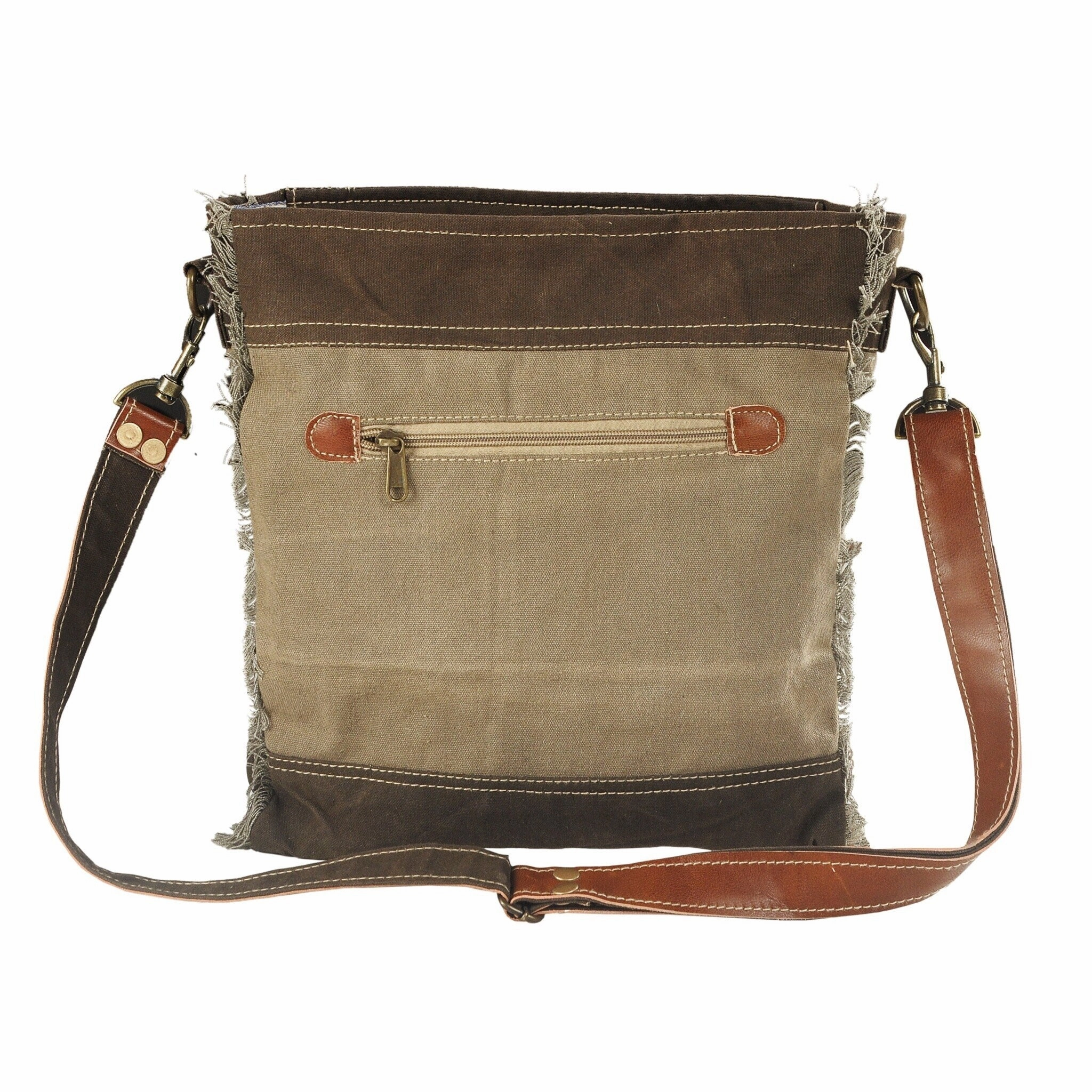 Sevita Vintage Two LR Home Tone Cotton Canvas Cross Body Bag - 13" x 11.5" x 3"