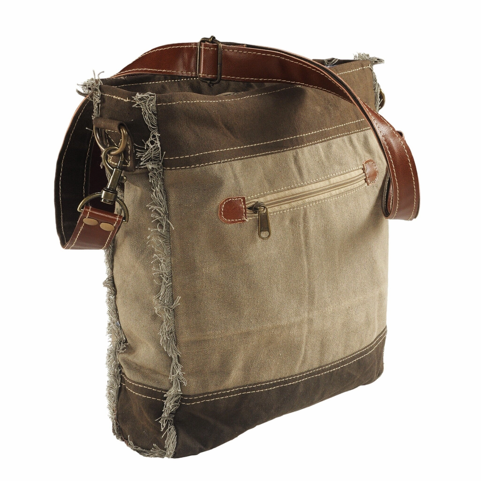 Sevita Vintage Two LR Home Tone Cotton Canvas Cross Body Bag - 13" x 11.5" x 3"