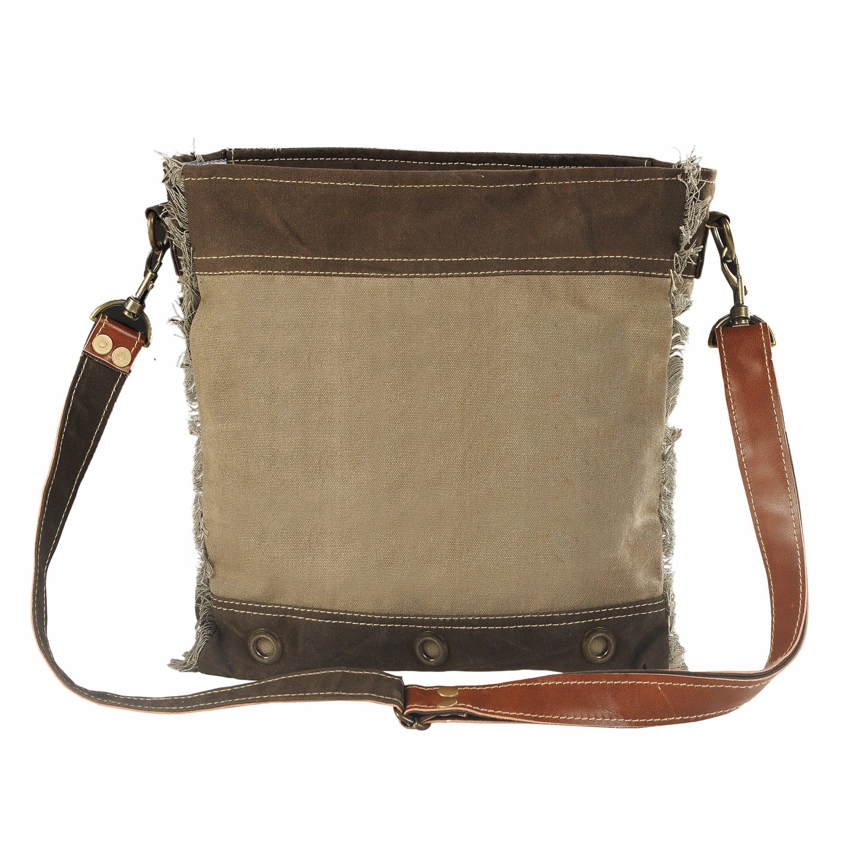 Sevita Vintage Two LR Home Tone Cotton Canvas Cross Body Bag - 13" x 11.5" x 3"