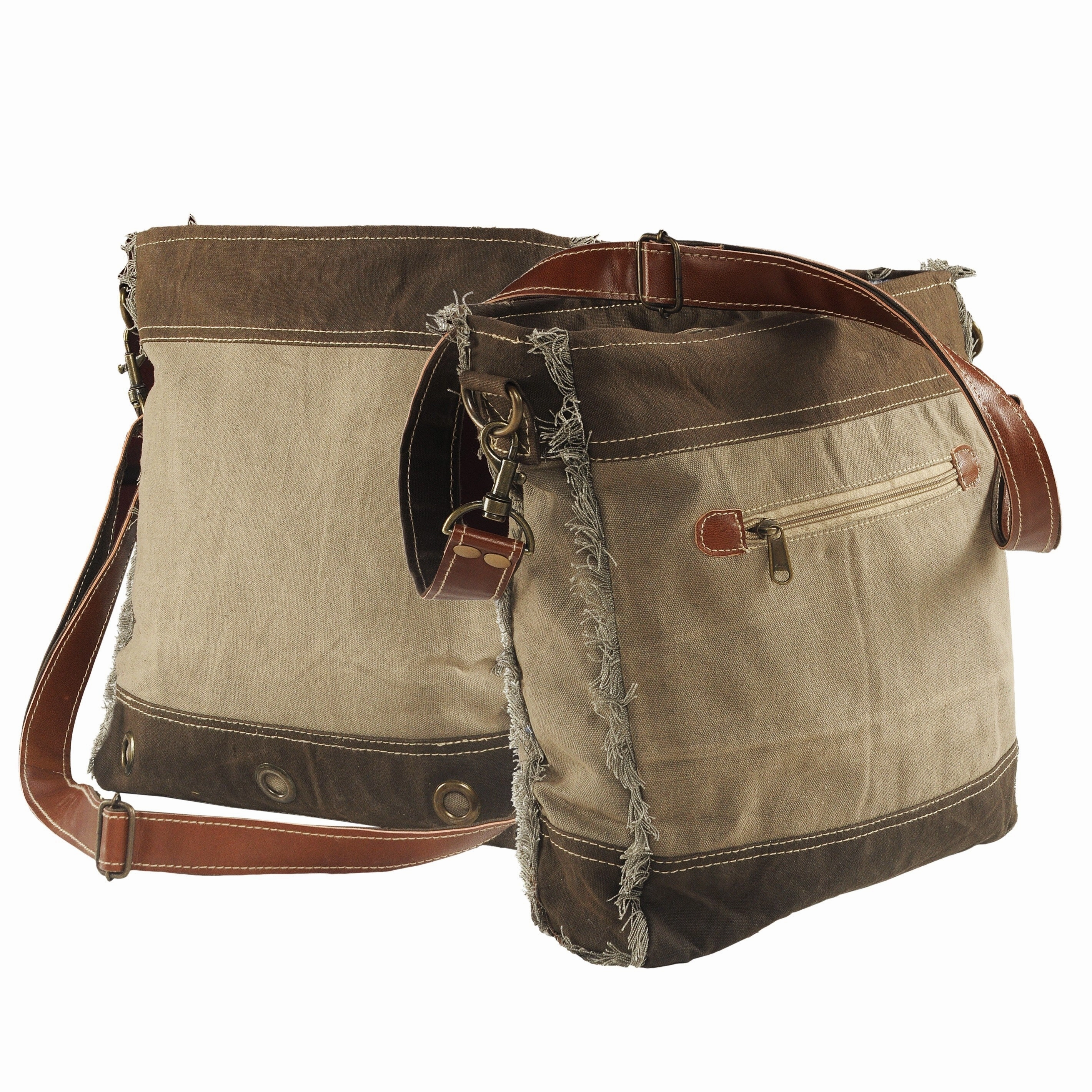 Sevita Vintage Two LR Home Tone Cotton Canvas Cross Body Bag - 13" x 11.5" x 3"