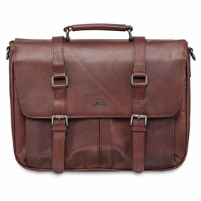 Single Compartment Briefcase for 15" Laptop with RFID Secure Pocket, 15.25" x 4" x 11.5", Brown