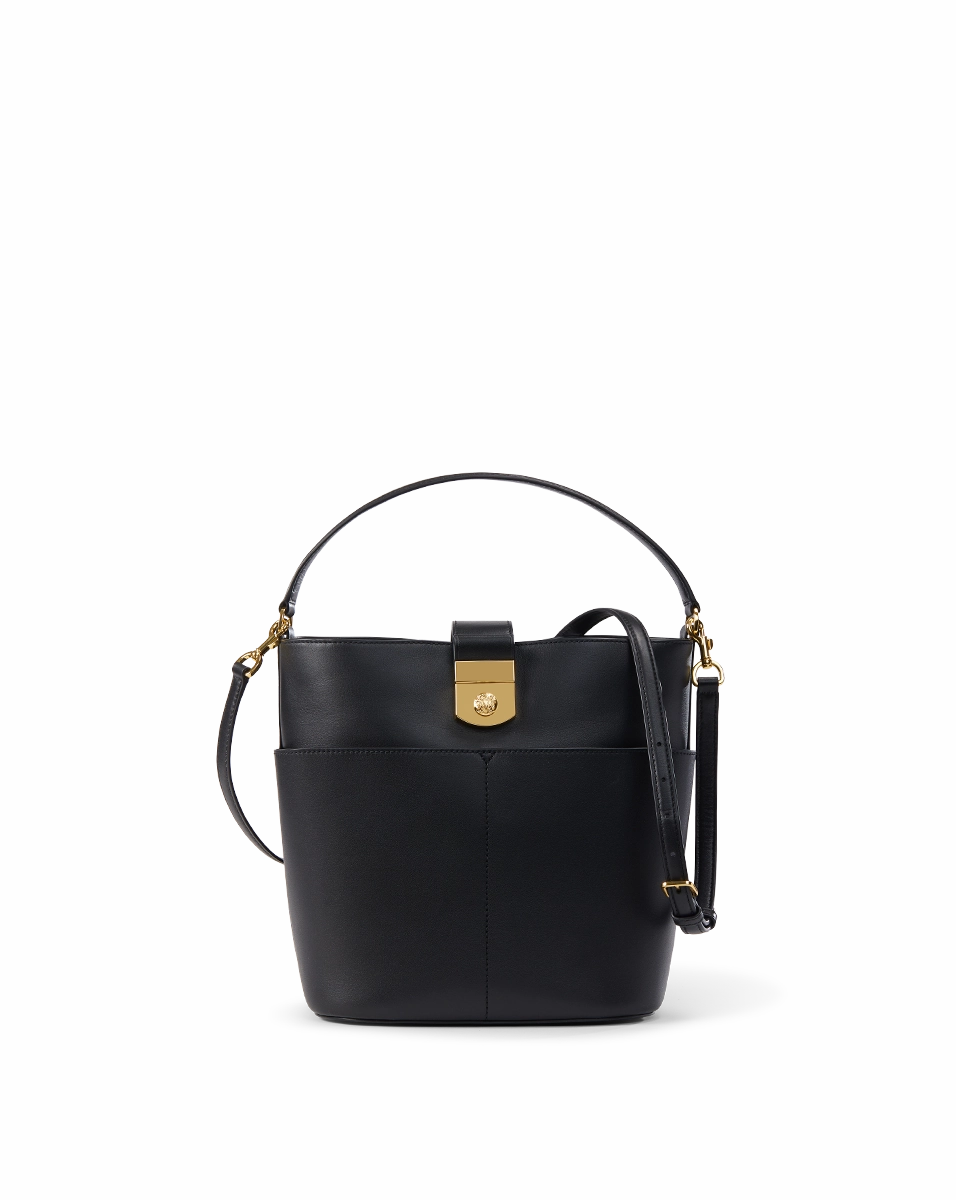 Small Crest Lock Bucket Bag