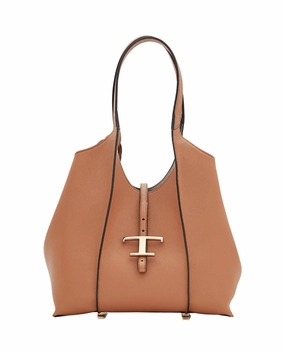 Small T Leather Shopping Bag