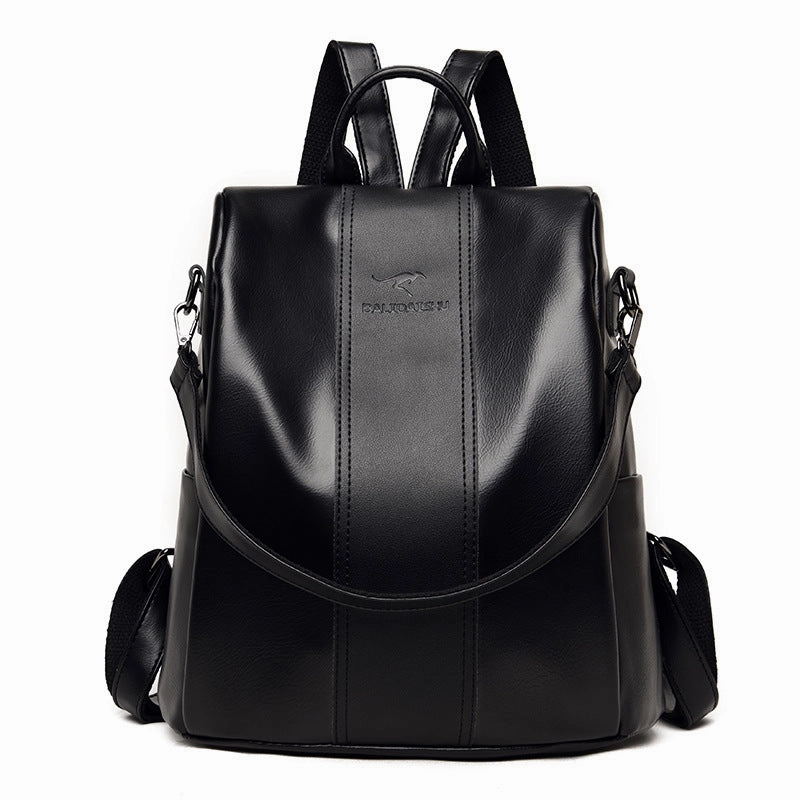 Soft Leather Simple School & Travel Backpack