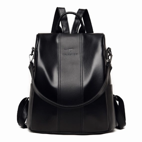 Soft Leather Simple School & Travel Backpack