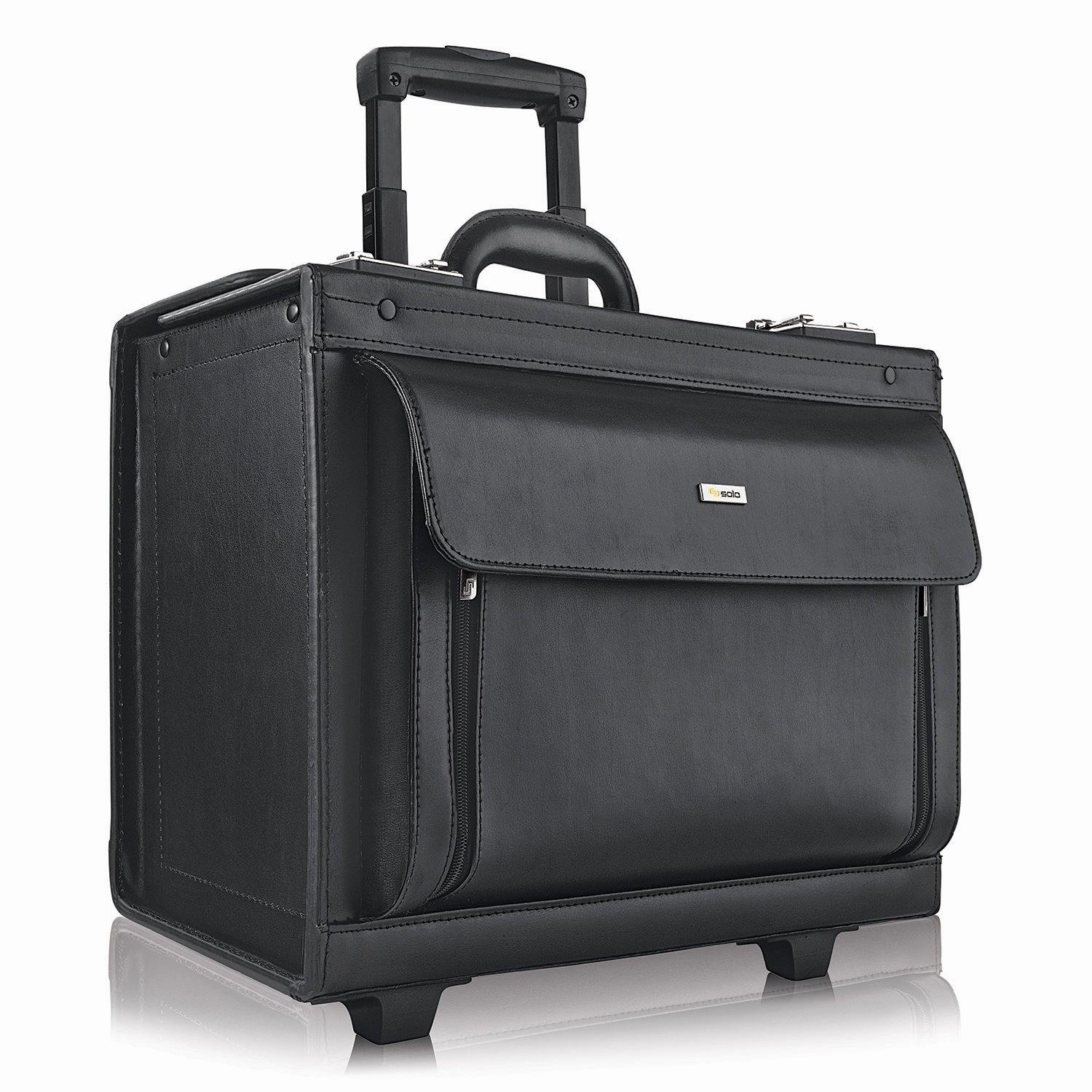 Solo Classic Collection Leather Rolling Laptop Catalog Case