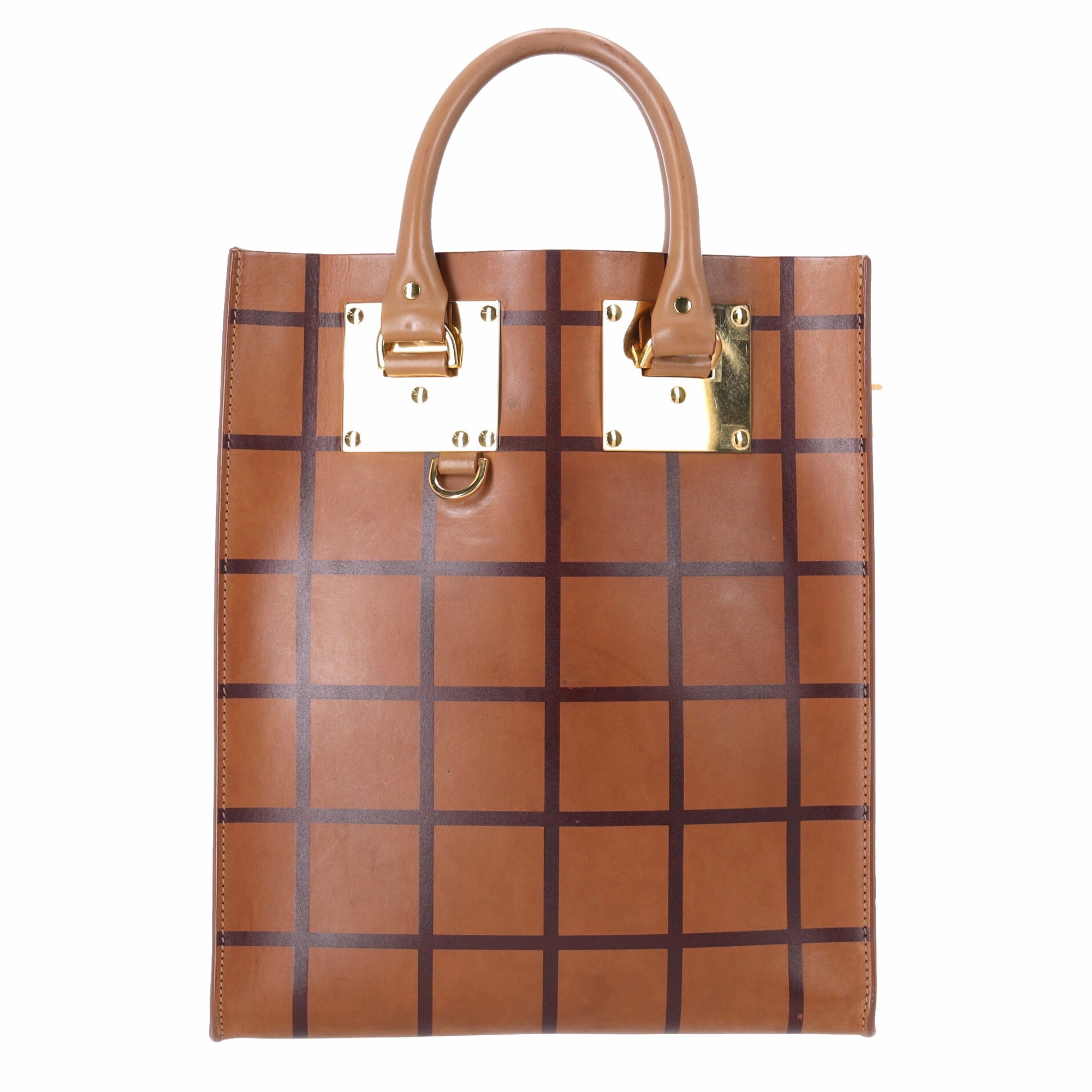 Sophie Hulme Square Albion Bag in Brown Leather