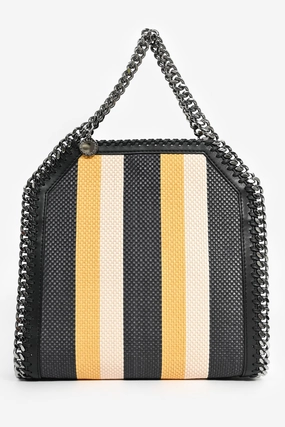 Stella McCartney Black/Yellow Striped Wicket Mini Chain Tote