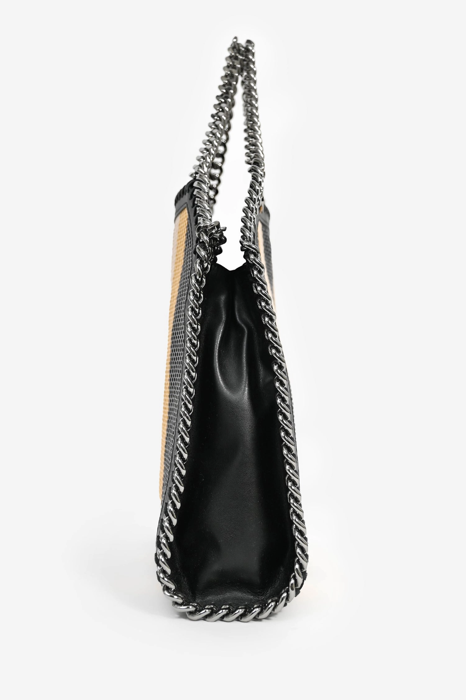 Stella McCartney Black/Yellow Striped Wicket Mini Chain Tote