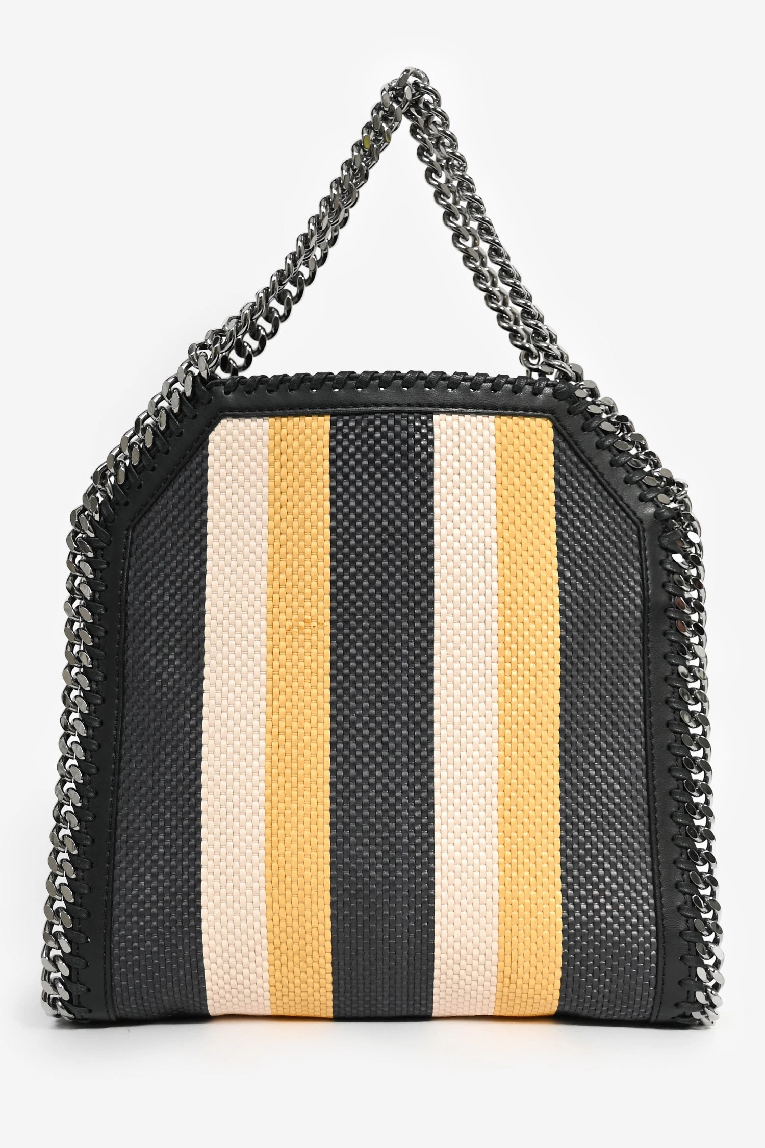 Stella McCartney Black/Yellow Striped Wicket Mini Chain Tote