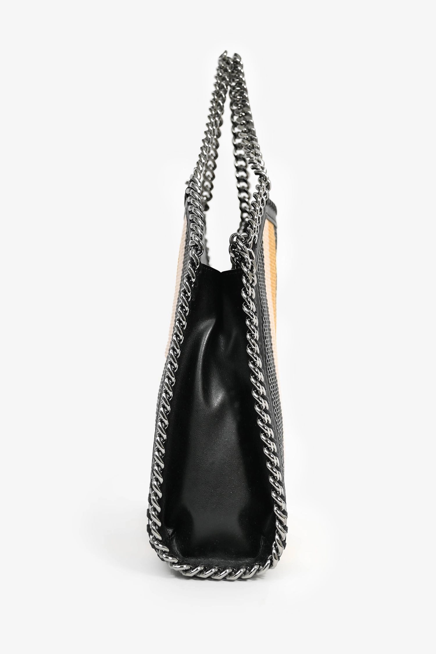 Stella McCartney Black/Yellow Striped Wicket Mini Chain Tote