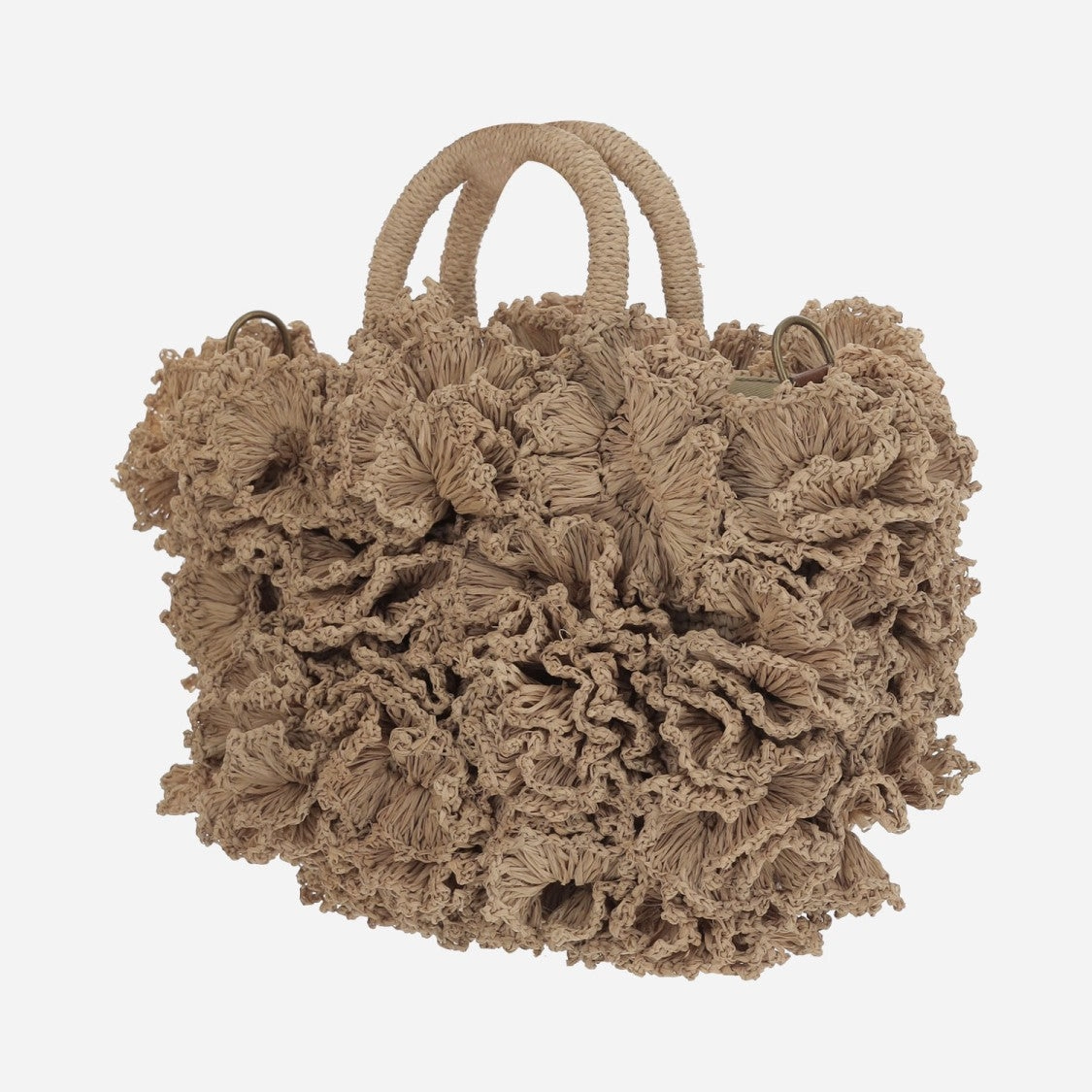 Straw Shoulder Bag With Ruffles