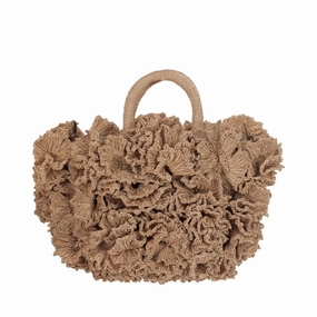 Straw Shoulder Bag With Ruffles