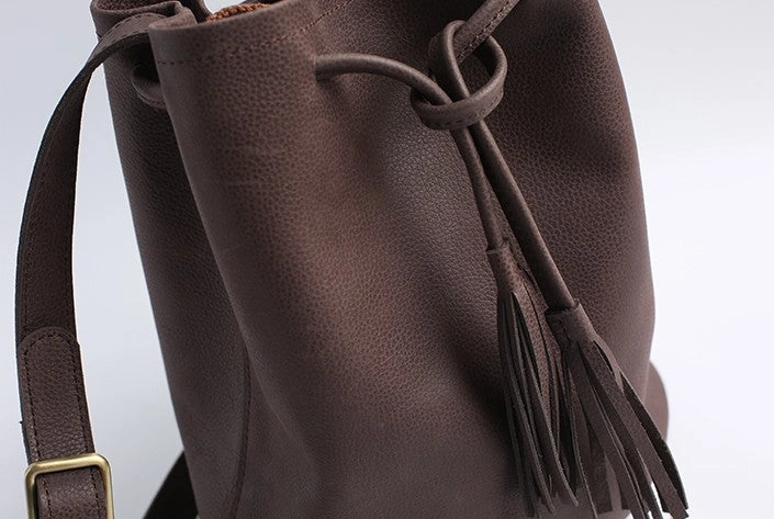 Stylish LEATHER WOMENs Bucket Crossbody Purse Barrel SHOULDER BAG FOR WOMEN